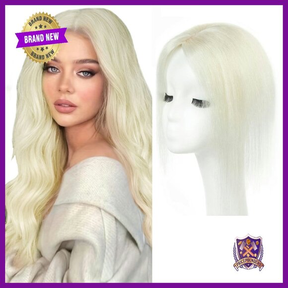 12-Inch Human Hair Topper with 2 Clips for Thinning Hair Solution